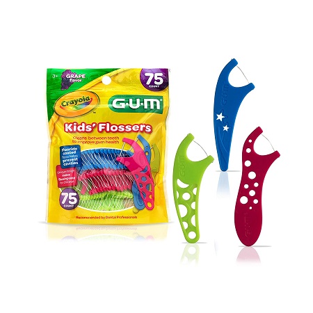 GUM - 70070942306514 Crayola Kids’ Flossers, Grape, Fluoride Coated, Easy Grip Handle, Ages 3+, 75 Count, (Pack of 6), only $16.37