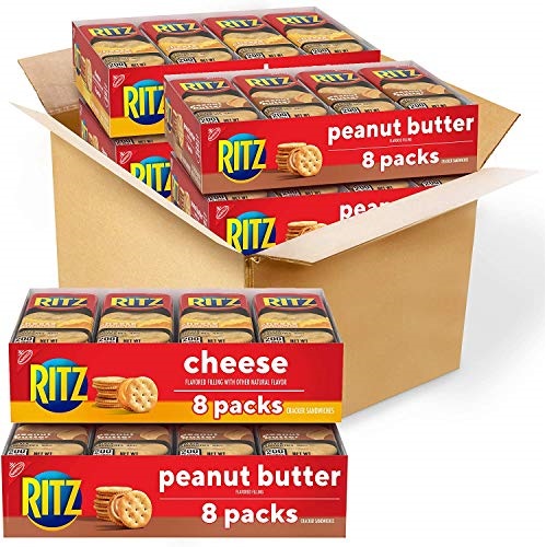 RITZ Peanut Butter Sandwich Cracker Snacks and Cheese Sandwich Crackers, Snack Crackers Variety Pack, 32 Snack Packs, Only $8.95