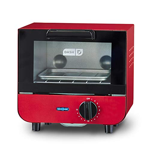 Dash DMTO100GBRD04 Mini Toaster Oven Cooker for Bread, Bagels, Cookies, Pizza, Paninis & More with Baking Tray, Rack, Auto Shut Off Feature, Red, Now Only $24.99