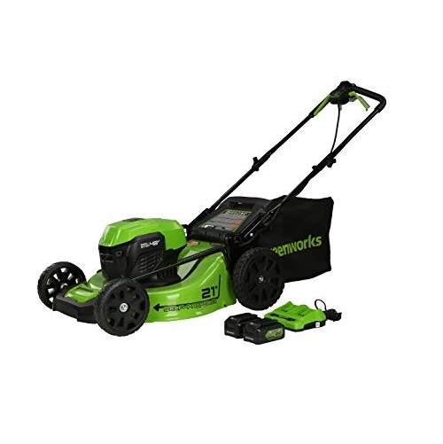 Greenworks 2 x 24V (48V) 21 inch Brushless Self-Propelled Mower, (2) 5Ah USB Batteries and Dual Port Charger, MO48L520, List Price is $449.99, Now Only $299.99, You Save $150.00 (33%)
