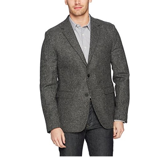 French Connection Men's Patchwork Wool Blazer, Grey Melange, 40, Now Only $32.09