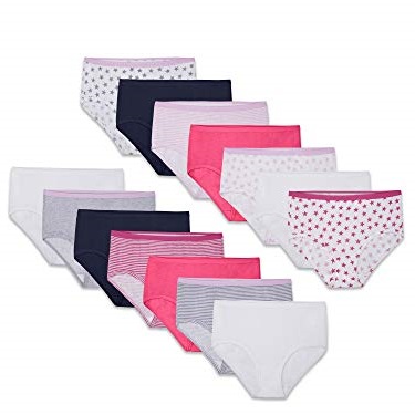 Fruit of the Loom Girls' Big Cotton Brief Underwear, 14 Pack - Fashion Assorted, 12, List Price is $15, Now Only $7.5, You Save $7.50 (50%)