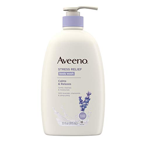 Aveeno Stress Relief Body Wash with Soothing Oat, Lavender, Chamomile & Ylang-Ylang Essential Oils, Dye- & Soap-Free Calming Body Wash for Shower Gentle on Sensitive Skin, 33 fl. oz, Only $7.39