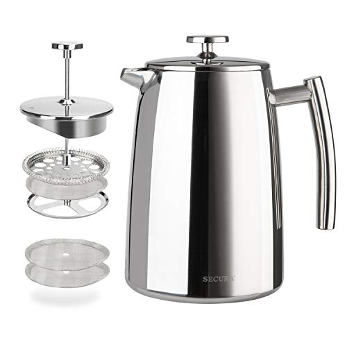 Secura French Press Coffee Maker, 34-Ounce, 18/10 Stainless Steel Insulated Coffee Press with Extra Screen, Now Only $27.99