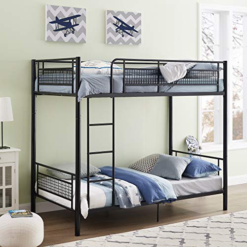 Walker Edison Rockwell Urban Industrial Metal Mesh Twin over Twin Metal Bunk Bed, Twin over Twin, Black, List Price is $285.99, Now Only $243.09, You Save $42.90 (15%)