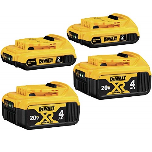 DEWALT 20V MAX 充電電池4個， 4.0Ah 和2.0Ah容量款各2個，原價$299.00，現僅售$152.70，免運費！