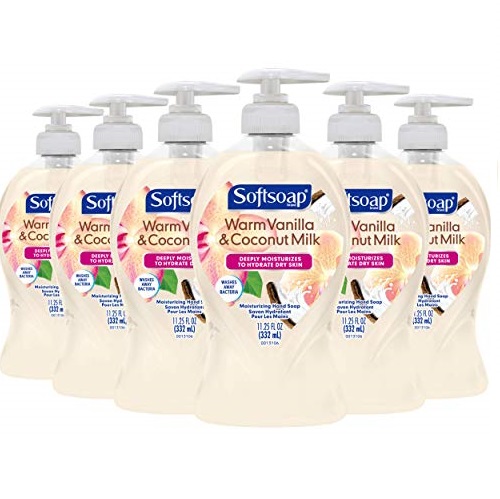 史低价！Softsoap 深层保湿洗手液，香草和椰奶香味，11.25 oz/瓶，共6瓶，原价$15.94，现点击coupon后仅售 $8.34，免运费！