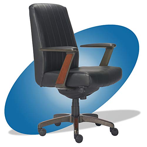 La-Z-Boy Bennett Modern Executive Lumbar Support, Rich Wood Inlay, High-Back Ergonomic Office Chair, Bonded Leather, Black, Now Only$270.27