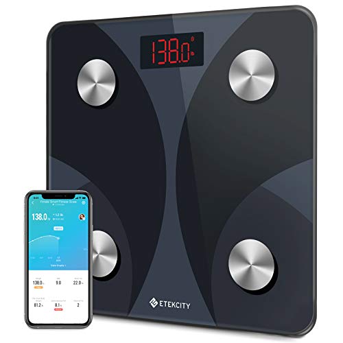 Etekcity Smart Digital Bathroom Scale, Scales for Body Weight and Fat, Sync with Bluetooth, Health Monitor, 10.2 x 10.2 inches, Black,  Only $16.98
