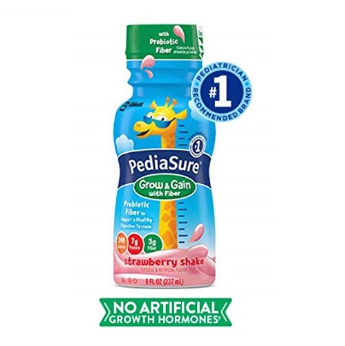 史低价！PediaSure 雅培小安素Grow & Gain 儿童营养奶，草莓味，含膳食纤维，8 oz/瓶，共6瓶， 现仅售$5.85
