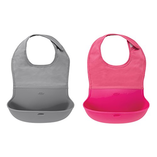 OXO Tot Roll- Up Bib 2-Pack Gray/Pink, List Price is $19.99, Now Only $15.40, You Save $4.59 (23%)
