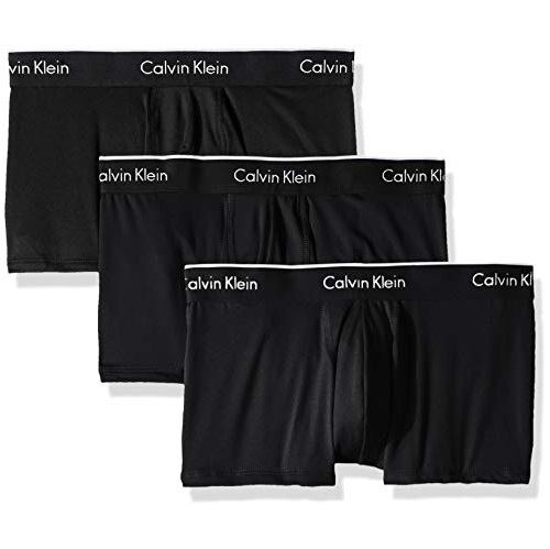 Calvin Klein Men's Microfiber Stretch Multipack Low Rise Trunks, Black/Black/Black, L,  Only $21.71