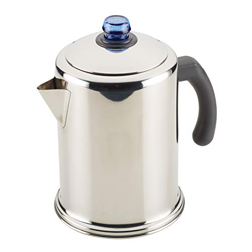 Farberware Classic Stainless Steel Coffee Percolator, 12 Cup, Silver with Glass Blue Knob, Only $29.17