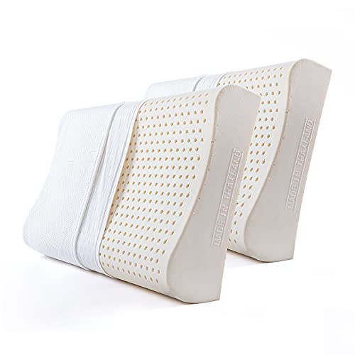 YANXUAN Contour Pillow for Sleeping, Thailand Natural Latex Pillow for Neck Pain Relief, Cool Cervical Pillow with Washable Pillowcase, Made in Thailand (2 Pack), Now Only $44.99