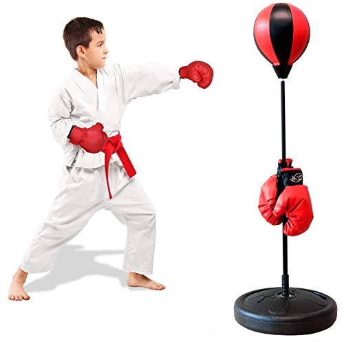 ShaggyDogz AuLinx Punching Bag, Boxing Bag for Kids Boxing Reflex Ball with Stand, Boxing Gloves Included Height Adjustable - Great Exercise & Fun Activity for Kids, Only $19.95