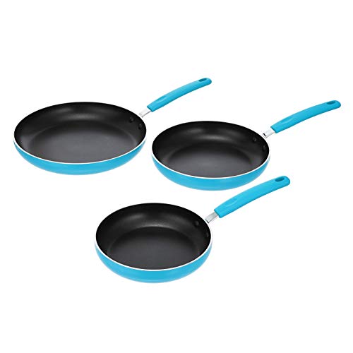 Amazon Basics Ceramic Non-Stick 3-Piece Skillet Set, 8-Inch, 9.5-Inch and 11-Inch, Turquoise, List Price is $27.71, Now Only $22.3, You Save $5.41 (20%)