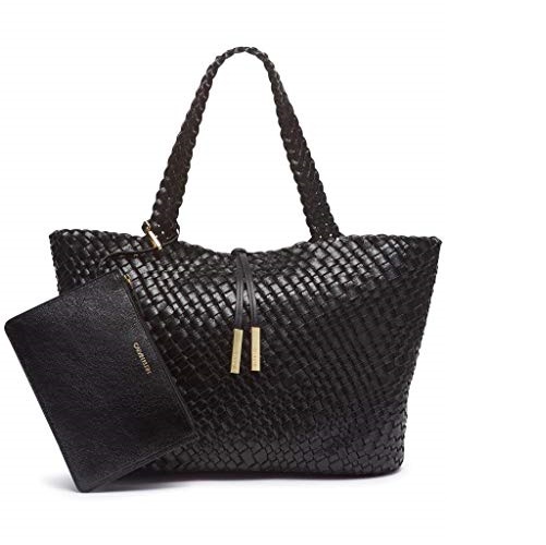 Calvin Klein Naomi Woven Crackle Novelty Large Tote, Black, Only $43.96