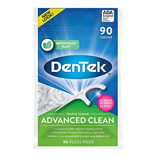 DenTek Triple Clean Advanced Clean Floss Picks, No Break & No Shred Floss, 90 Count, Only $1.21