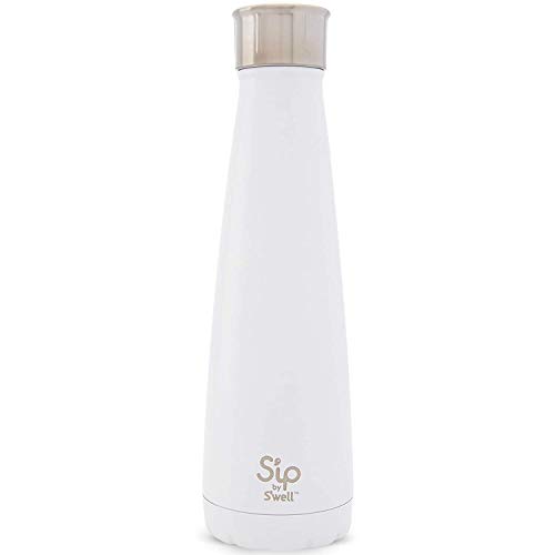 S'ip by S'well Stainless Steel Water Bottle - 15 Fl Oz - Marshmallow White - Double-Layered Vacuum-Insulated Containers Keeps Drinks Cold for 24 Hours and Hot for 10、, Only $14.99