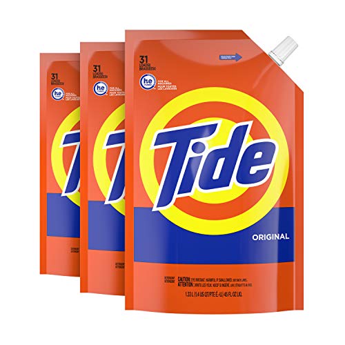 Tide HE 洗衣液，每包 31 loads，共3包，原价$21.99，现点击coupon后仅售$12.99，免运费。
