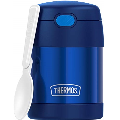 THERMOS FUNTAINER 10 Ounce Stainless Steel Vacuum Insulated Kids Food Jar with Folding Spoon, Navy, List Price is $17.99, Now Only $9.59, You Save $8.40 (47%)