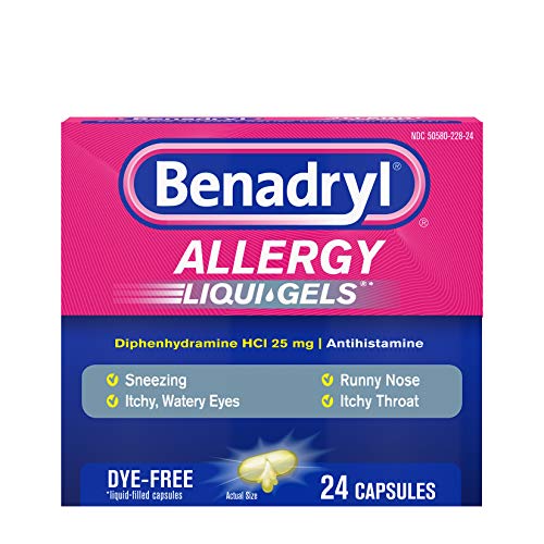 Benadryl Liqui-Gels Antihistamine Allergy Medicine & Cold Relief, Dye Free, 24 ct, Now Only $3.29
