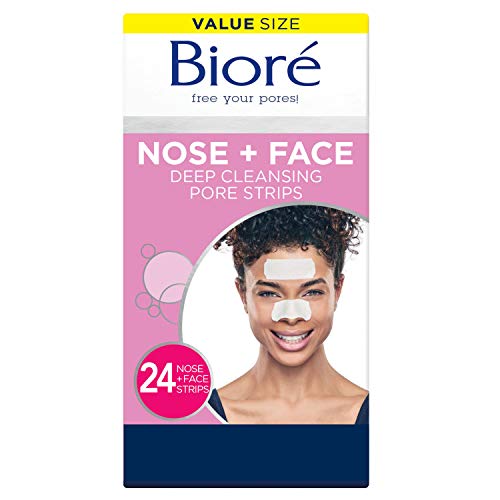 Bioré Nose+Face, Deep Cleansing Pore Strips, 12 Nose + 12 Face Strips for Chin or Forehead, with Instant Blackhead Removal and Pore Unclogging, 24 Count Value Size, only $5.59