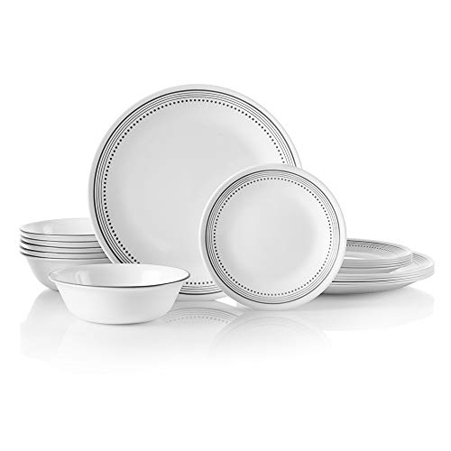 Corelle 18-Piece Service for 6, Chip Resistant, Mystic Gray Dinnerware Set, List Price is $56.99, Now Only $47, You Save $9.99 (18%)