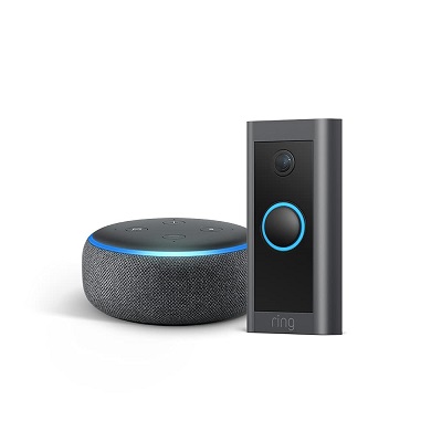 Ring Video Doorbell Wired bundle with Echo Dot (Gen 3) - Charcoal, o nly $41.99