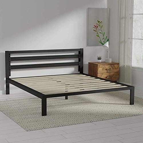 Amazon Basics Metal Bed with Modern Industrial Design Headboard - 14 Inch Height for Under-Bed Storage - Wood Slats - Easy Assemble, King, Only $142.48