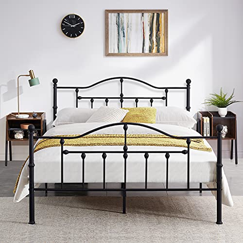 VECELO Queen Size Bed Frame Metal Platform Mattress Foundation/Box Spring Replacement，with Headboard & Footboard/Easy Assemble,Black,  Only $119.70