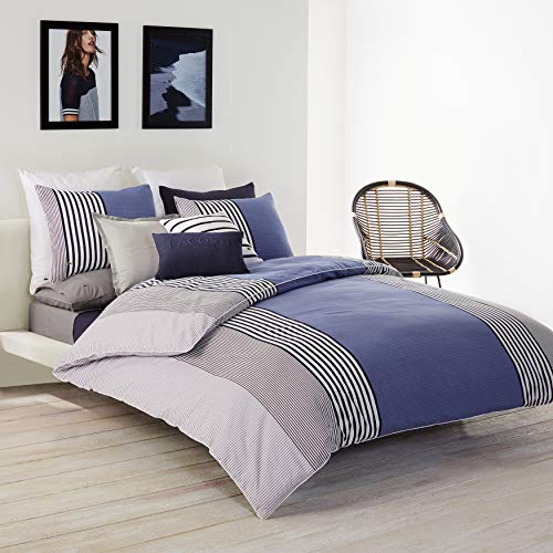 Lacoste Meribel Cotton Bedding Set, Twin/TwinXL Comforter, Blue/White, List Price is $265, Now Only $91.74, You Save $173.26 (65%)