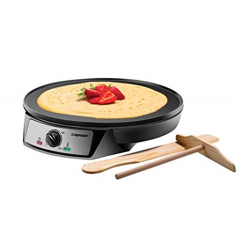 Chefman Electric Maker & Griddle, Precise Temperature Control Skillet Blintzes, Pancakes, Eggs, Bacon and more, 12 Inch Non-Stick Grill Pan, Includes Batter Spreader & Spatula, Crepe Maker $26.00