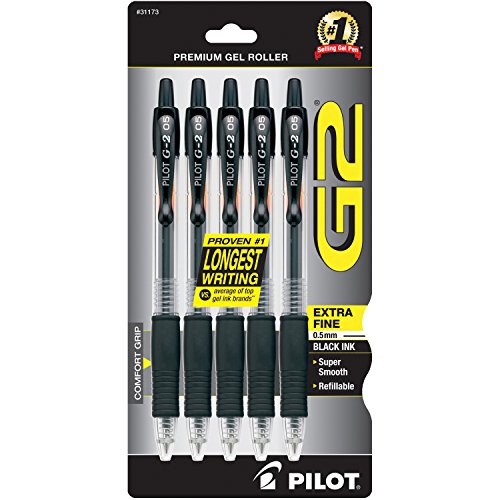 PILOT G2 Premium Refillable & Retractable Rolling Ball Gel Pens, Extra Fine Point, Black Ink, 5-Pack (31173), List Price is $11.35, Now Only $1.80