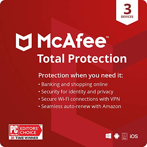 McAfee Total Protection 2021 Unlimited Devices, Antivirus Internet Security Software, VPN, Password Manager, Parental Control, Privacy, 1 Year with Auto Renewal -  Subscription, Only $24.99