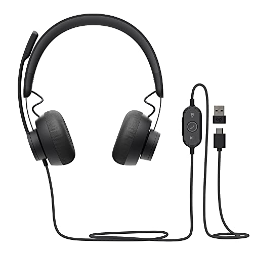 Logitech Zone Wired Noise Cancelling Headset, Certified for Microsoft Teams with Advanced Noise-canceling mic Technology for Open Office environments, USB-C with USB-A Adapter, Graphite,  Only $79.99