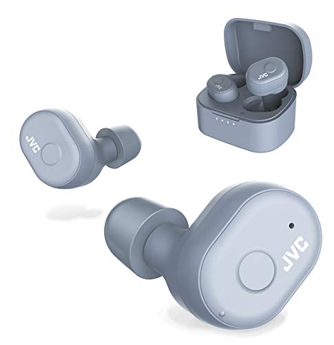 JVC Truly Wireless Earbuds Headphones, Bluetooth 5.0, Water Resistance(Ipx5), Long Battery Life (4+10 Hours), Secure and Comfort Fit with Memory Foam Earpieces - HAA10TH (Misty Gray),$38.5