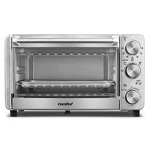 COMFEE' Toaster Oven, 4 Slice, 12L, Multi-function Stainless Steel Finish with Timer-Toast-Bake-Broil Settings, 1100W, Perfect for Countertop (CFO-BG12(SS)), List Price is $43.99, Now Only $32.99
