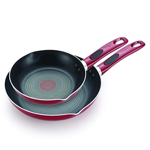 T-fal B039S264 Excite ProGlide Nonstick Thermo-Spot Heat Indicator Dishwasher Oven Safe 8 Inch and 10.5 Inch Fry Pan Cookware Set, 2-Piece, Rio Red, Now Only $19.99