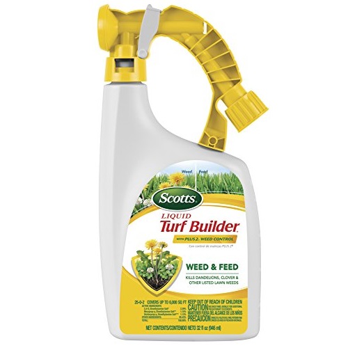 Scotts Liquid Turf Builder with Plus 2 Weed Control Fertilizer, 32 fl. oz. - Weed and Feed - Kills Dandelions, Clover and Other Listed Lawn Weeds - Covers up to 6,000 sq. ft., Only $17.00