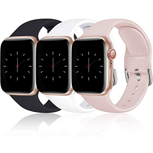 Cousper Compatible with Apple Watch Band 40mm 38mm for Women Men, Soft Sports Silicone Bands for iWatch SE & Series 6 5 4 3 2 1, 3 Pack only $6.49