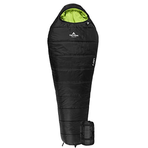 TETON Sports LEEF Lightweight Adult Mummy Sleeping Bag; Great for Hiking, Backpacking and Camping; Free Compression Sack; Black , Adult - 87