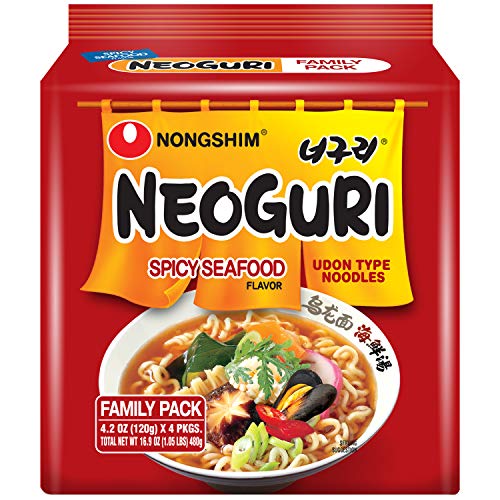 Nongshim Neoguri Spicy Seafood with Udon-Style Noodle, 4.2 Ounce, 4 Count (Pack Of 8), Now Only $24.02