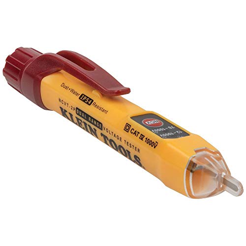 Klein Tools NCVT2P NCVT2P Dual Range Non Contact Voltage Tester, 12-1000V AC Pen, Flashing LED and Audible Warning Alarms, Pocket Clip, List Price is $27.64, Now Only $18.00