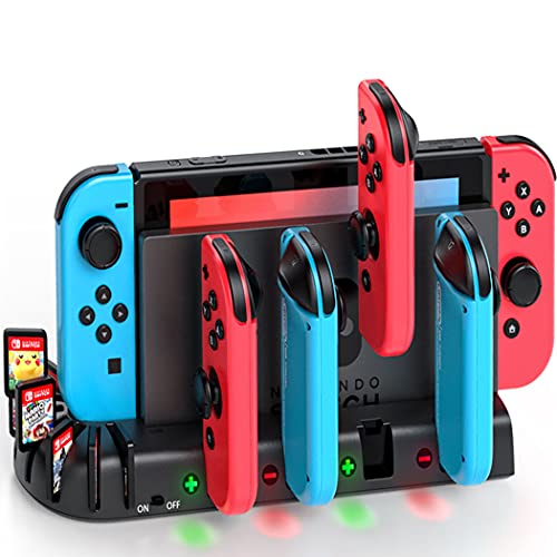 Switch Controller Charging Dock Station Replacement for Nintendo Switch Joy-Con with Upgraded 8 Game Storage, discounted price only $6.97