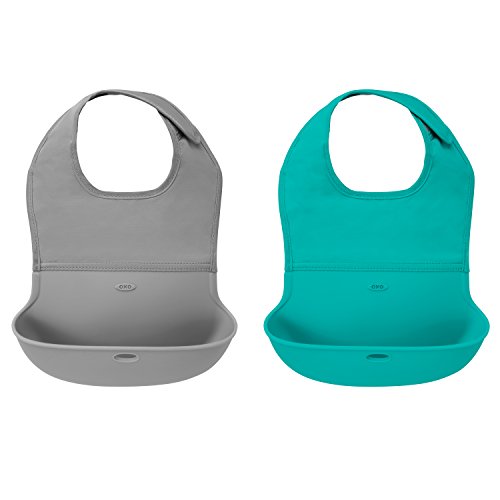 史低价！OXO 婴儿软硅胶可折叠防水围兜，2个，原价$19.99，现仅售$15.95。