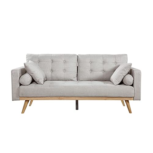 Casa Andrea Milano llc Mid Century Modern Tufted Upholstered Fabric Sofa Couch, Ash, List Price is $289.99, Now Only $215.03, You Save $74.96 (26%)