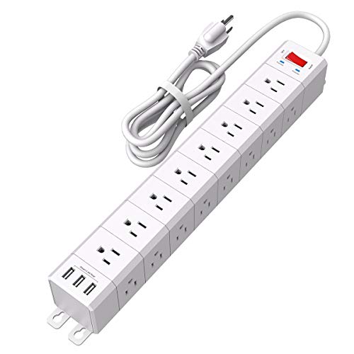 8 Ft Long Power Strip, Surge Protector 3-Sided with 24 Outlets and 3 USB Charging Ports, discounted price only $19.25