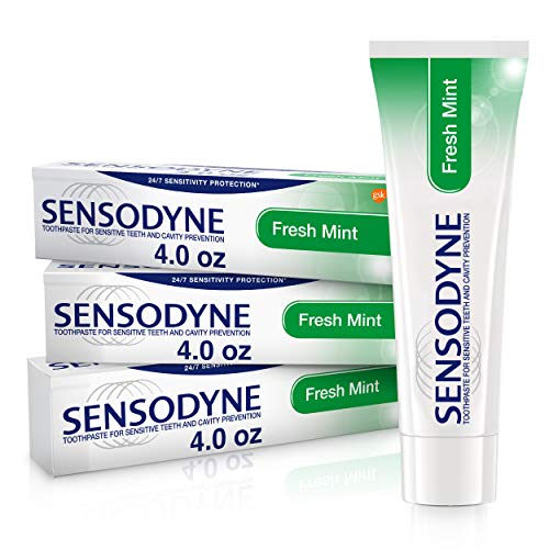 Sensodyne Fresh Mint Sensitive Toothpaste, Cavity Prevention and Sensitive Teeth Treatment - 4 Ounces (Pack of 3), List Price is $16.19, Now Only $10.16)