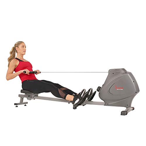 Sunny Health & Fitness Compact Folding Magnetic Rowing Machine with LCD Monitor, Bottle Holder, 43 Inch Slide Rail, 285 LB Max Weight - Synergy Power Motion - SF-RW5801, Silver,  Only $144.72